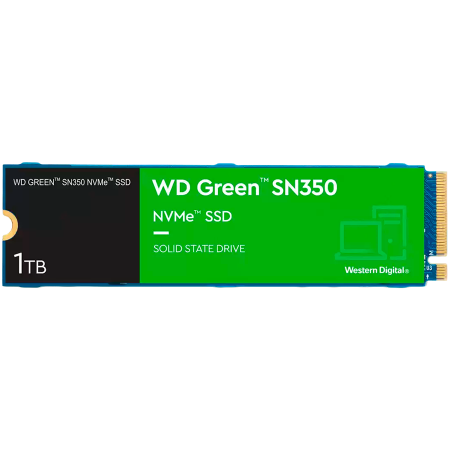SSD WD Green SN350 1TB M.2 2280 PCIe Gen3 x3 NVMe QLC, Read/Write: 3200/2500 MBps, IOPS 300K/400K, TBW: 100