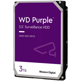 HDD Video Surveillance WD Purple 3TB CMR (3.5'', 64MB, 5400 RPM, SATA 6Gbps, 180TB/year)