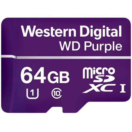 MicroSDXC Card WD Purple SC QD101 Ultra Endurance 64GB, SDA 6.0, Speed Class 10, TBW 32