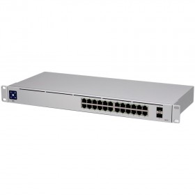 Ubiquiti UniFi Switch 24 is a fully managed Layer 2 switch with (24) Gigabit Ethernet ports and (2) Gigabit SFP ports for fiber 