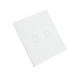 Intrerupator dublu cu touch PNI SH202 din sticla, alb cu LED indicator, Butoane iluminate - Butoane tactile - Front din sticla, 