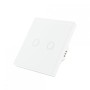 Intrerupator dublu cu touch PNI SH202 din sticla, alb cu LED indicator, Butoane iluminate - Butoane tactile - Front din sticla, 