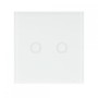 Intrerupator dublu cu touch PNI SH202 din sticla, alb cu LED indicator, Butoane iluminate - Butoane tactile - Front din sticla, 