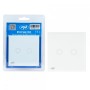 Intrerupator dublu cu touch PNI SH202 din sticla, alb cu LED indicator, Butoane iluminate - Butoane tactile - Front din sticla, 