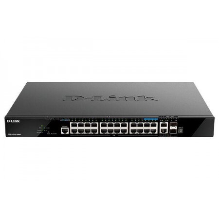 Switch D-Link DGS-1520-28MP, 28 porturi Gigabit,24 x 10/100/1000Base-T, 2 x 10GBase-T, 2 x 10G SFP+, Switching Capacity: 128 Gbp