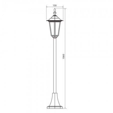Stalp pentru iluminat exterior Vivalux MARIBOR, E27, max. 1x60W, IP44, 150x150x1060mm, Negru, bec neinclus