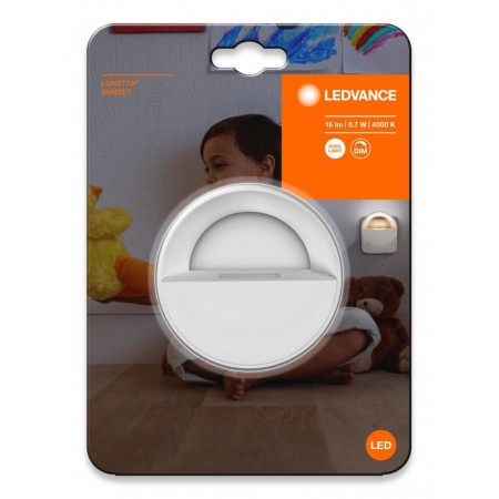 Lampa de veghe Ledvance LUNETTA Sunset cu senzor de lumina, 0.6W, 15 lm, lumina neutra (4000K), dimabila