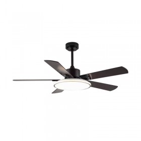 Plafoniera LED cu ventilator 2R, 24W, 2880 lm, lumina alba (3000-4000- 6000K), IP20, 52cm, Metal/Plastic, Negru, Telecomanda inc