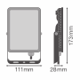 Proiector LED Ledvance FLOODLIGHT ESSENTIAL, 20W, 220-240V, 1800 lm, lumina neutra (4000K), IP65, 17.3x2.8x11.1cm, aluminiu, Neg