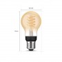 Bec LED inteligent vintage (decorativ) Philips Hue Filament Bulb A60, Bluetooth, E27, 7W (40W), 550 lm, lumina calda (2100K)