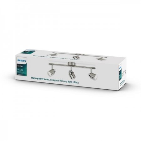 Spot Philips Essentials Meranti, 3xGU10, IP20, 10x49x15.5cm, Crom mat