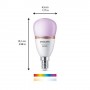 Bec LED RGB inteligent Philips Bulb P45, Wi-Fi, Bluetooth, E14, 4.9W (40W), 470 lm, lumina alba si color (2200-6500K)