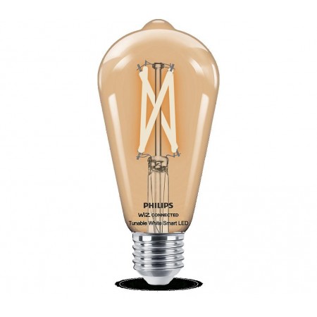 Bec LED inteligent vintage (decorativ) Philips Filament Bulb Clear ST64, Wi-Fi, Bluetooth, E27, 7W (60W), 806 lm, lumina alba (2