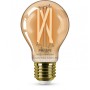 Bec LED inteligent vintage (decorativ) Philips Filament Bulb Amber A60, Wi-Fi, Bluetooth, E27, 7W (50W), 640 lm, lumina alba (20