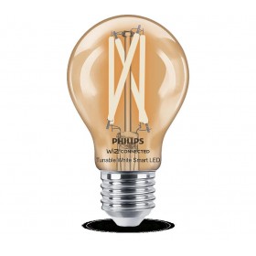 Bec LED inteligent vintage (decorativ) Philips Filament Bulb Clear A60, Wi-Fi, Bluetooth, E27, 7W (60W), 806 lm, lumina alba (27