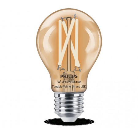 Bec LED inteligent vintage (decorativ) Philips Filament Bulb Clear A60, Wi-Fi, Bluetooth, E27, 7W (60W), 806 lm, lumina alba (27