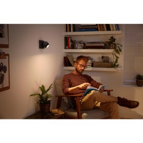 Spot LED Philips Hue Buckram, Bluetooth, GU10, 5W (50W), 350 lm, lumina alba (2200-6500K), IP20, 10.2cm, Metal, Negru, Intrerupa