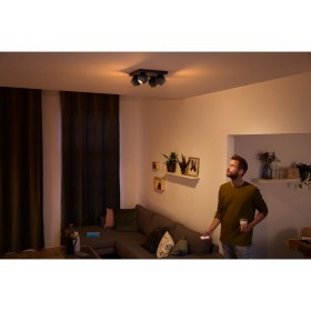 Spot LED Cvadruplu Philips Hue Buckram, Bluetooth, 4xGU10, 4x5W, 1400 lm, lumina alba (2200-6500K), IP20, 24x24x10.3cm, Metal, N