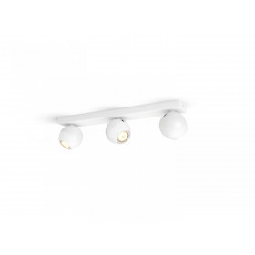Spot LED Triplu Philips Hue Buckram, Bluetooth, 3xGU10, 3x5W, 1050 lm, lumina alba (2200-6500K), IP20, Metal, Alb, Intrerupator 