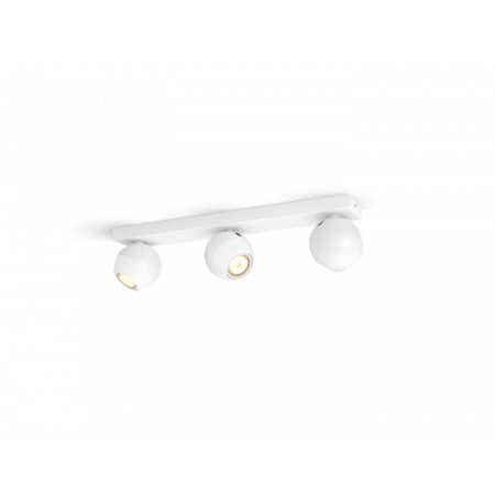 Spot LED Triplu Philips Hue Buckram, Bluetooth, 3xGU10, 3x5W, 1050 lm, lumina alba (2200-6500K), IP20, Metal, Alb, Intrerupator 
