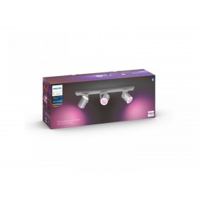 Spot LED RGB Triplu Philips Hue Argenta, Bluetooth, 3xGU10, 3x5.7W, 3x350 lm, lumina alba si color (2000-6500K), IP20, Metal, Ar