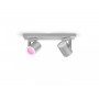 Spot LED RGB Dublu Philips Hue Argenta, Bluetooth, 2xGU10, 2x5.7W, 2x350 lm, lumina alba si color (2000-6500K), IP20, Metal, Arg