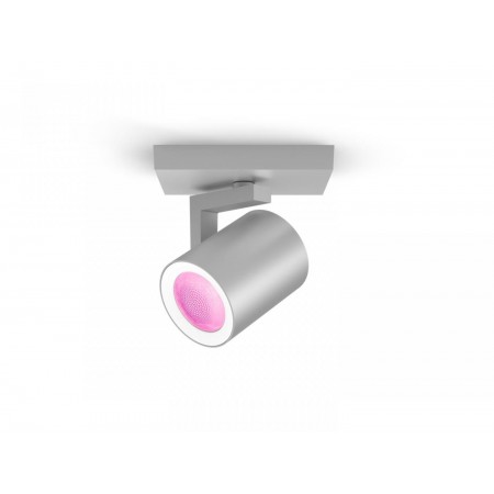 Spot LED RGB Philips Hue Argenta, Bluetooth, GU10, 5.7W, 350 lm, lumina alba si color (2000-6500K), IP20, Metal, Argintiu