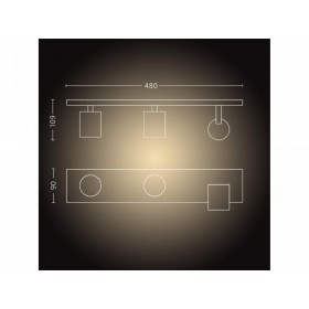 Spot LED Triplu Philips Hue Runner, Bluetooth, 3xGU10, 3x5.5W, 1050 lm, lumina alba (2200-6500K), IP20, 48 cm, Metal, Negru, Int