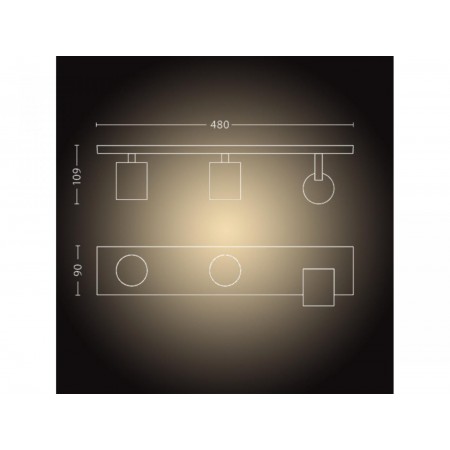 Spot LED Triplu Philips Hue Runner, Bluetooth, 3xGU10, 3x5.5W, 1050 lm, lumina alba (2200-6500K), IP20, 48 cm, Metal, Negru, Int