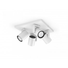Spot LED RGB Cvadruplu Philips Hue Argenta, Bluetooth, 4xGU10, 4x5.7W, 4x350 lm, lumina alba si color (2000-6500K), IP20, Metal,