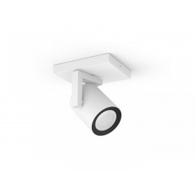 Spot LED RGB Philips Hue Argenta, Bluetooth, GU10, 5.7W, 350 lm, lumina alba si color (2000-6500K), IP20, Metal, Alb