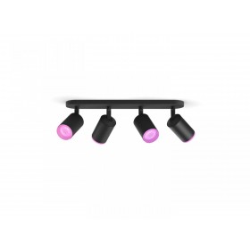 Spot LED RGB Cvadruplu Philips Hue Fugato, Bluetooth, 4xGU10, 4x5.7W, 1400 lm, lumina alba si color (2000-6500K), IP20, Metal, N