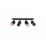 Spot LED RGB Cvadruplu Philips Hue Fugato, Bluetooth, 4xGU10, 4x5.7W, 1400 lm, lumina alba si color (2000-6500K), IP20, Metal, N