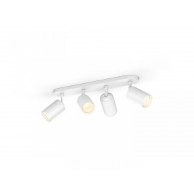 Spot LED RGB Cvadruplu Philips Hue Fugato, Bluetooth, 4xGU10, 4x5.7W, 1400 lm, lumina alba si color (2000-6500K), IP20, Metal, A