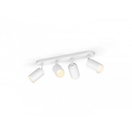 Spot LED RGB Cvadruplu Philips Hue Fugato, Bluetooth, 4xGU10, 4x5.7W, 1400 lm, lumina alba si color (2000-6500K), IP20, Metal, A