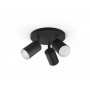 Spot LED RGB Triplu Philips Hue Fugato, Bluetooth, 3xGU10, 3x5.7W, 1050 lm, lumina alba si color (2000-6500K), IP20, Metal, Negr