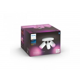 Spot LED RGB Triplu Philips Hue Fugato, Bluetooth, 3xGU10, 3x5.7W, 1050 lm, lumina alba si color (2000-6500K), IP20, Metal, Alb
