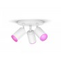 Spot LED RGB Triplu Philips Hue Fugato, Bluetooth, 3xGU10, 3x5.7W, 1050 lm, lumina alba si color (2000-6500K), IP20, Metal, Alb