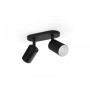 Spot LED RGB Dublu Philips Hue Fugato, Bluetooth, 2xGU10, 2x5.7W, 700 lm, lumina alba si color (2000-6500K), IP20, Metal, Negru