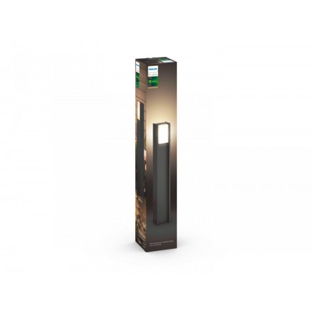 Stalp LED pentru exterior Philips Hue Turaco, 9W (60W), 806 lm, lumina calda (2700K), dimabila, IP44, 802x121mm, Antracit