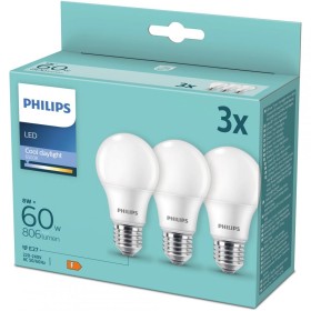 3 Becuri LED Philips A60, E27, 8W (60W), 806 lm, lumina rece (6500K...