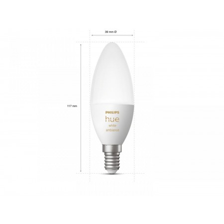 Bec LED inteligent Philips Hue B39, Bluetooth, E14, 4W, 470 lm, lumina alba (2200-6500K)