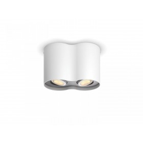 Spot LED Dublu Philips Hue Pillar, Bluetooth, 2xGU10, 2x5W, 700 lm, lumina alba (2200-6500K), IP20, 19.3x10.3cm, Metal, Alb,  In