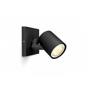 Spot LED extensie Philips Hue Runner, Bluetooth, GU10, 5W, (50W), 350 lm, lumina alba (2200-6500), IP20, 11cm, Metal, Negru