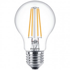 Bec LED Philips Classic A60, EyeComfort, E27, 7W (60W), 806 lm, luminacalda (2700K), cu filament
