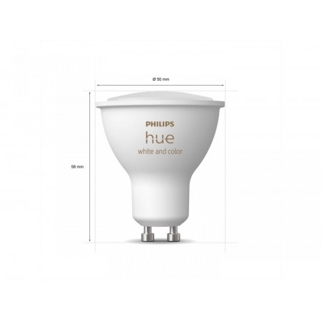 Pachet 3 Becuri LED RGB inteligente Philips Hue Spot, Bluetooth, GU10, 5W (35W), 350 lm, lumina alba si color (2000-6500K), Cons