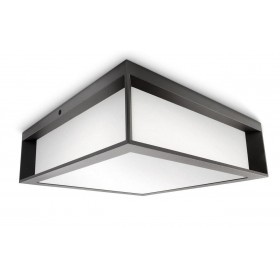 Plafoniera pentru exterior Philips Skies, 2xE27, max 2x42W, IP44, 260x260x81mm, Antracit