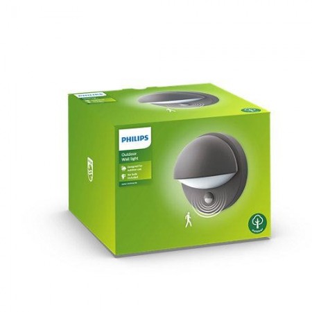 Aplica pentru exterior cu senzor de miscare Philips June, 1xE27, max 42W, IP44, 135x195mm, Antracit