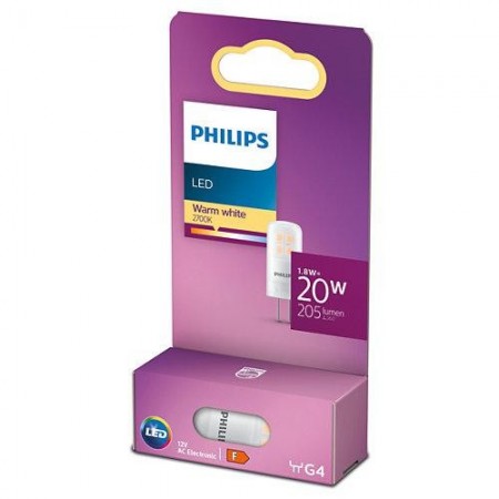 Bec LED Philips, G4, 12V, 1.8W (20W), 205 lm, lumina calda (2700K)