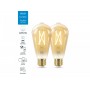 2 Becuri LED inteligente vintage (decorative) WiZ Connected Filament Gold ST64, Wi-Fi, E27, 6.7W (50W), 640 lm, lumina alba (200